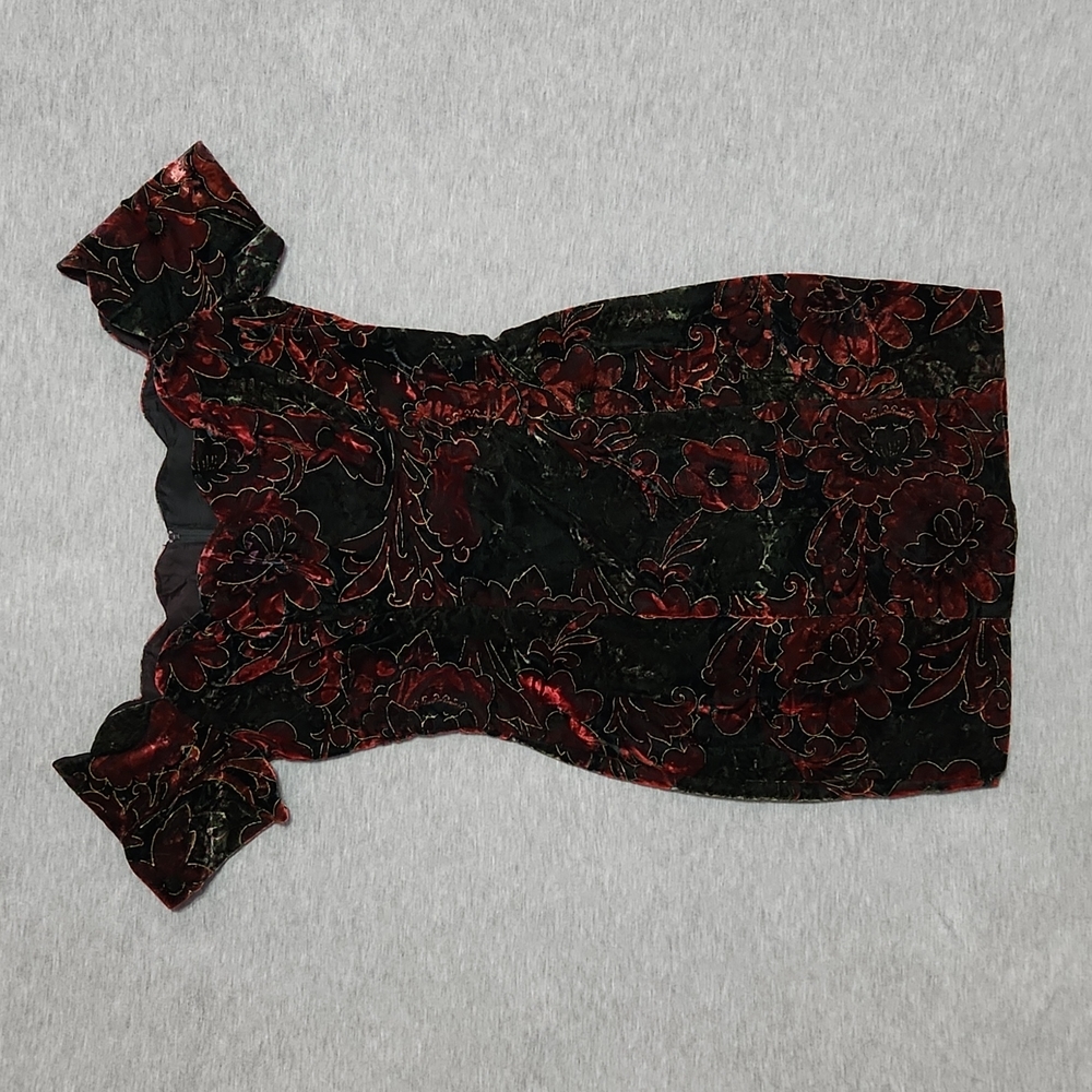 Vintage Rampage Floral Velvet Formal Strapless Bodycon Mini Party Dress - Picture 3 of 8